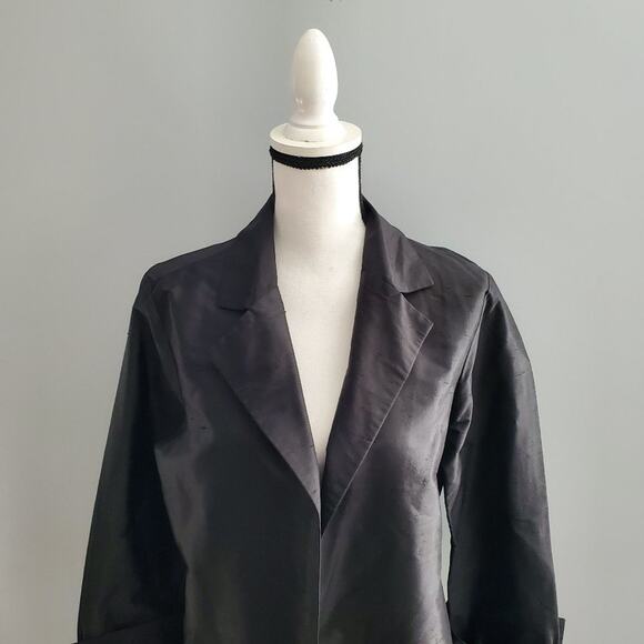 UC2 Under Construction Black Silk Open Jacket Blazer Size S - Picture 3 of 6